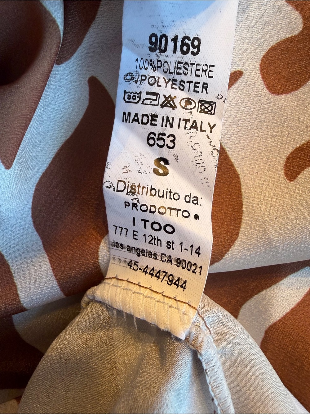 NWT ITOO Made in Italy Abstract Brown & Cream Maxi Shirt Dress with Belt Sz Smal - Picture 8 of 10